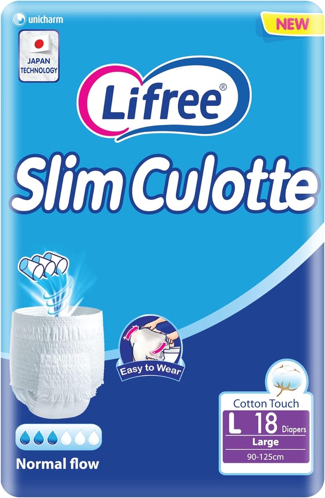 Lifree Adult Diaper Slim Culotte Package  Large 18 Pads