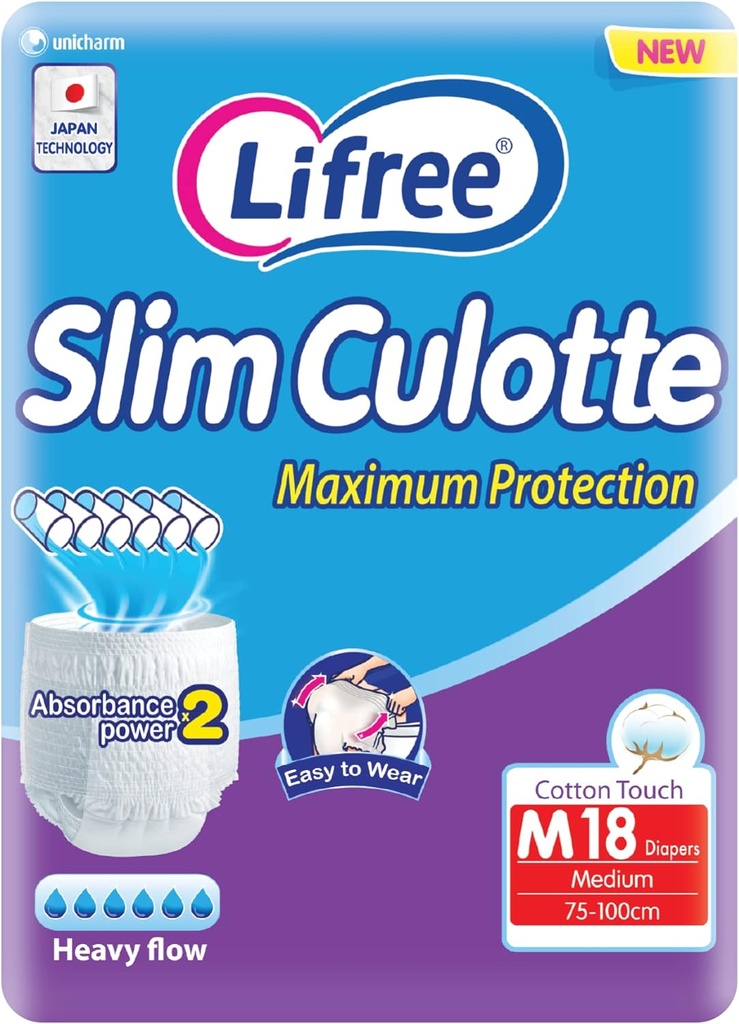 Lifree Adult Diaper Slim Culotte Super Absorbent Package Medium 18 Pads