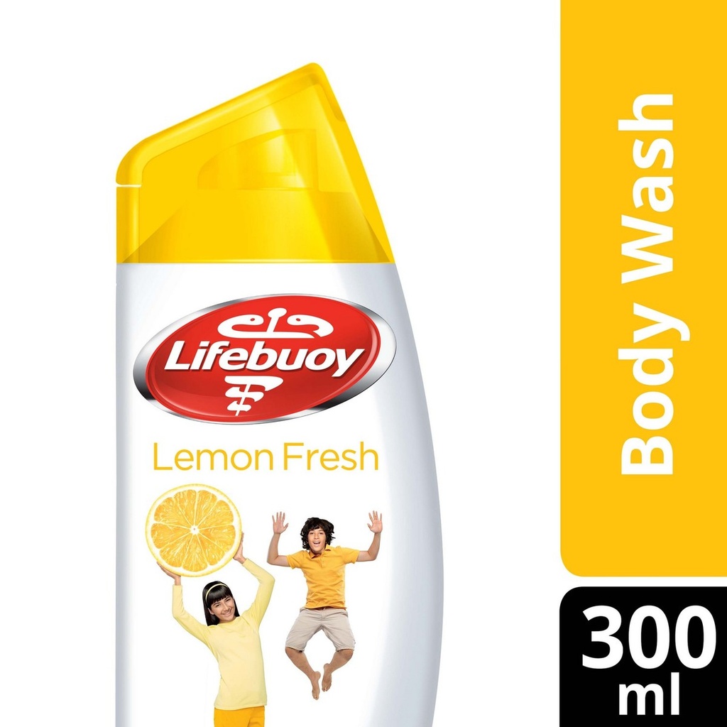 لايف بوي غسول الجسم 300 مل + ليفة انتعاش الليمون اصفر