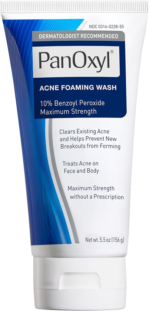 Panoxyl Acne Foaming Wash Benzoyl Peroxide 10% Maximum Strength Antimicrobial 156 gm