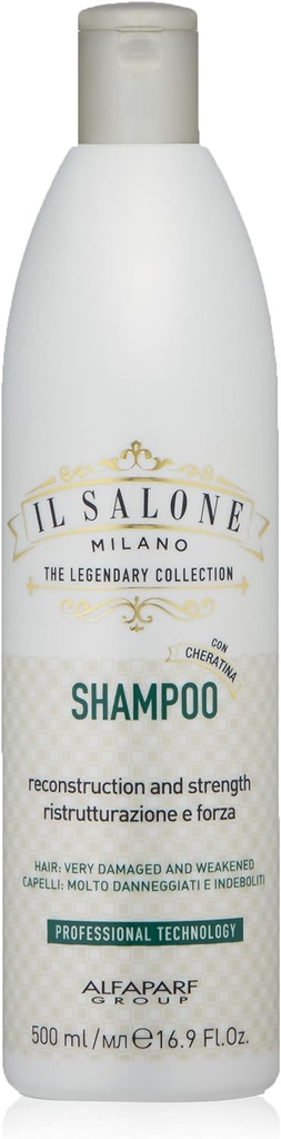 Il Salone Milano The Legendary Collection Alfaparf Group Professional Keratin Shampoo For Very Damaged Hair - Reconstruction Strengthen And Repair - Premium Quality - 16.91 Fl. Oz / 500ml