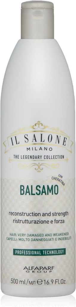 Il Salone Milano The Legendary Collection Alfaparf Group Professional Keratin Conditioner For Very Damaged Hair - Reconstruction Strengthen And Repair - Premium Quality - 16.91 Fl. Oz. / 500ml