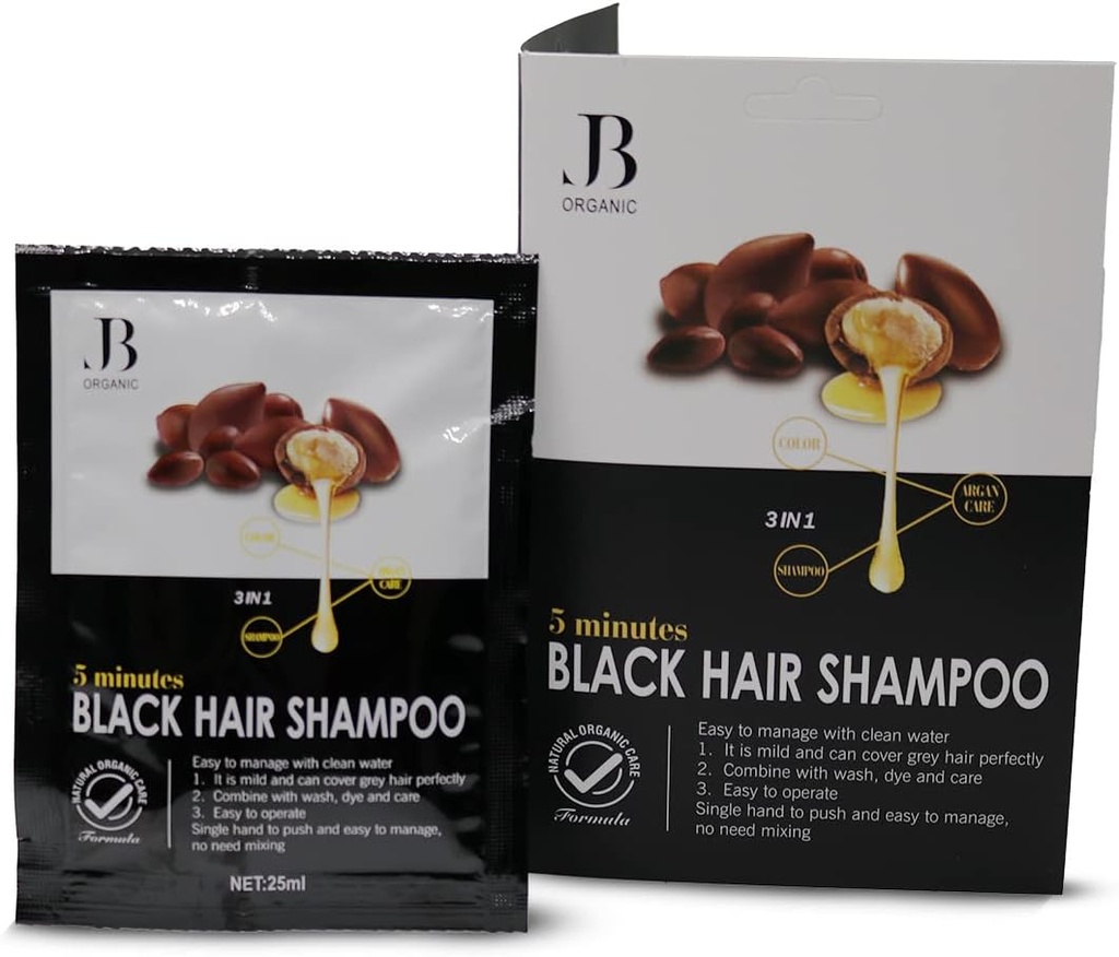 Jb Argan Oil Hair Dye 3 In 1 Natural Organic 25 Ml Shampoo (black)