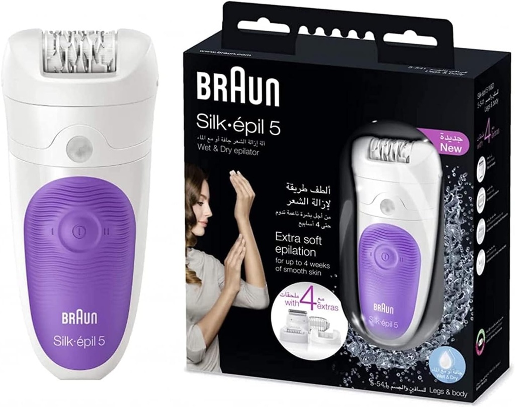 Braun Silk-epil 5 5-541 Wet & Dry Epilator With 4 Extras