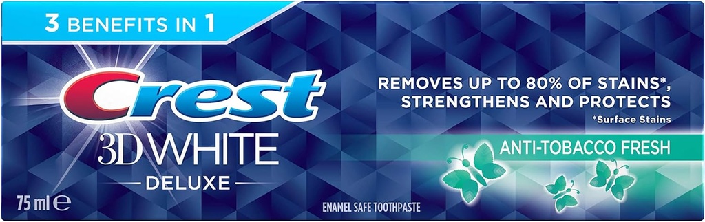 Crest 3d White Deluxe Anti-tobacco Fresh Enamel Safe Toothpaste 75 Ml