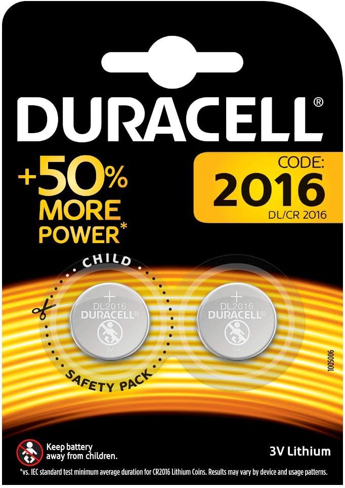 Duracell 2016 Lithium Coin Batteries 3v (1 Card Of 2 Batteries)
