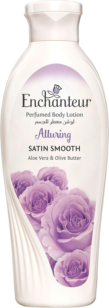 Enchanteur Satin Smooth- Alluring Lotion With Aloe Vera & Olive Butter For Satin Smooth Skin For All Skin Types 250 Ml