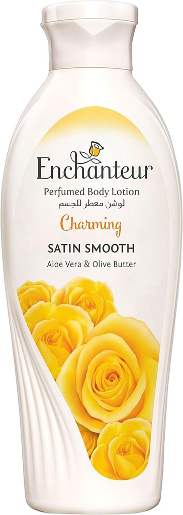 Enchanteur Satin Smooth- Charming Lotion With Aloe Vera & Olive Butter For Satin Smooth Skin For All Skin Types 250ml