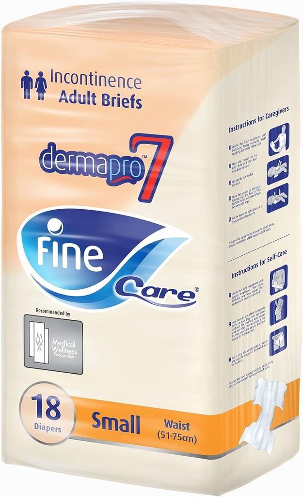 Fine Care Adult Diapers Size Small Waist (51 - 75 Cm) Pack Of 18 Incontinence  Briefs Disposable And Highly Absorbent