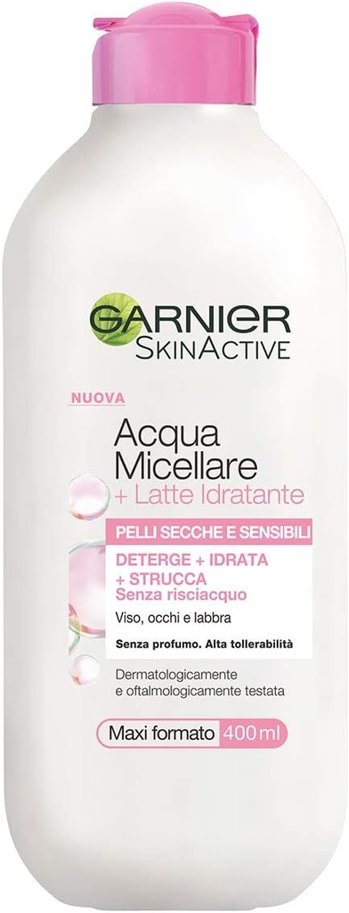 Garnier Acqua Micellare + Latte Idratante Micellare Per Pelli Secche Strucca Deterge E Idrata 400 Ml