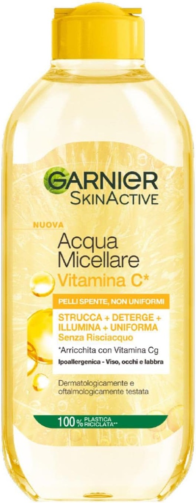 Garnier Acqua Micellare Tutto In 1 Skinactive Con Vitamina C Per Pelli Spente E Non Uniformi Senza Risciacquo 400 Ml