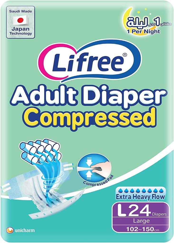 Lifree Adult Diaper Adhesive Tape Super Absorbent Package Large 20+4 Pads