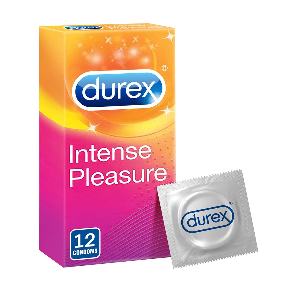 Durex Intense Pleasure Condoms For Men With Dots And Ribs - 12 Pieces