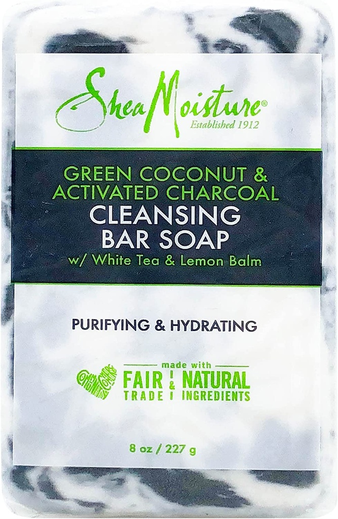 Shea Moisture Green Coconut & Activated Charcoal Cleansing Bar Soap - 227g