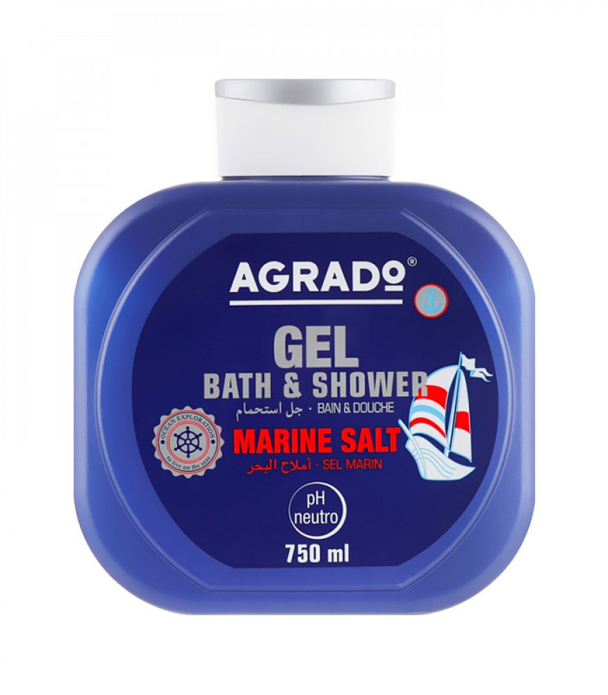 Agrado Bath & Shower Gel - Marine Salt 750ml Blue