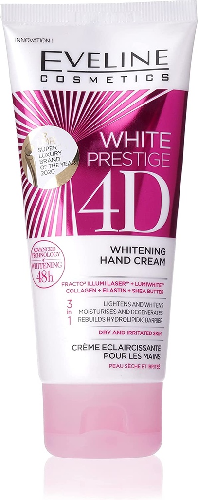 Eveline White Prestige 4d Whitening Hand Cream With Shea Butter Collagen And Elastin 100ml