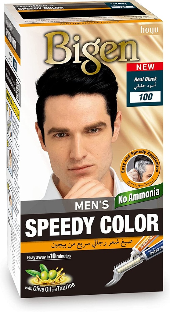 Bigen Men's Speedy No Ammonia Hair Color - Real Black 100