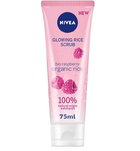 Nivea Face Rice Scrub Glowing Organic Rice & Bio Raspberry Dry & Sensitive Skin 75ml