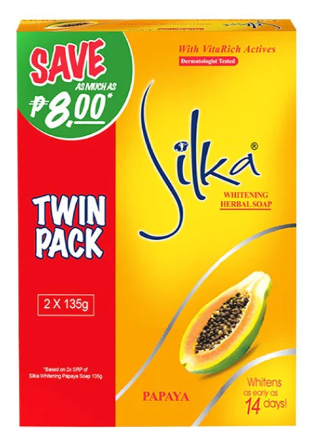 Silka Papaya Soap twin pack (2x135 gm), whitening Herbal