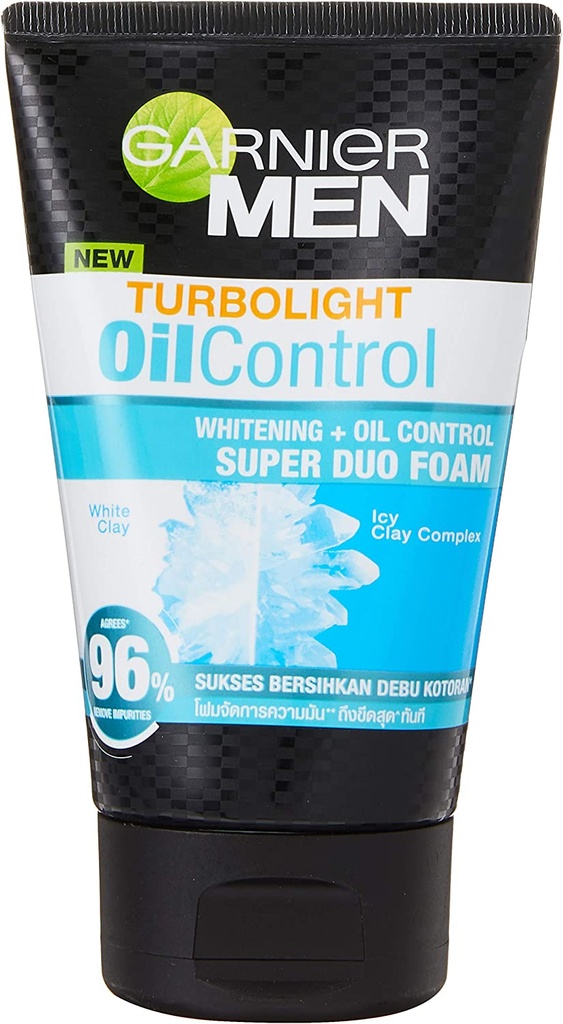 Garnier Men Super Duo Foam Turbo Light Whitening Oil Control 100ml