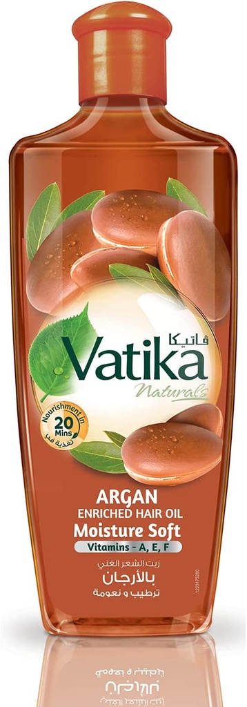 Vatika Naturals Argan Enriched Hair Oil | Multivitamin A E & F | Brilliant Shines Non-greasy Formula | For Moisture Soft Hair - 300ml