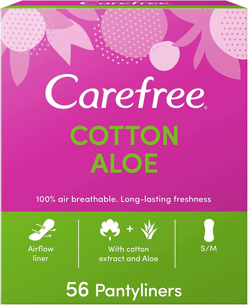 Carefree Panty Liners Cotton Aloe Regular Size Pack Of 56