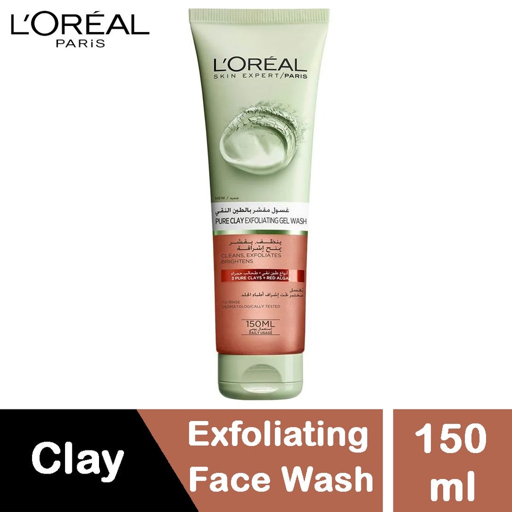 L'oreal Paris Pure Clay Red Face Wash With Red Algae Exfoliates & Brightens 150 ml