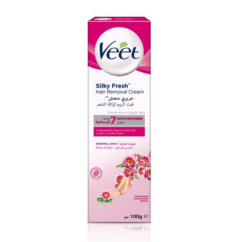 Veet Silky Fresh Hair Removal Cream Body & Legs For Normal Skin Soothing Aloe Vera & Violet Blossom Fragrance – 100g
