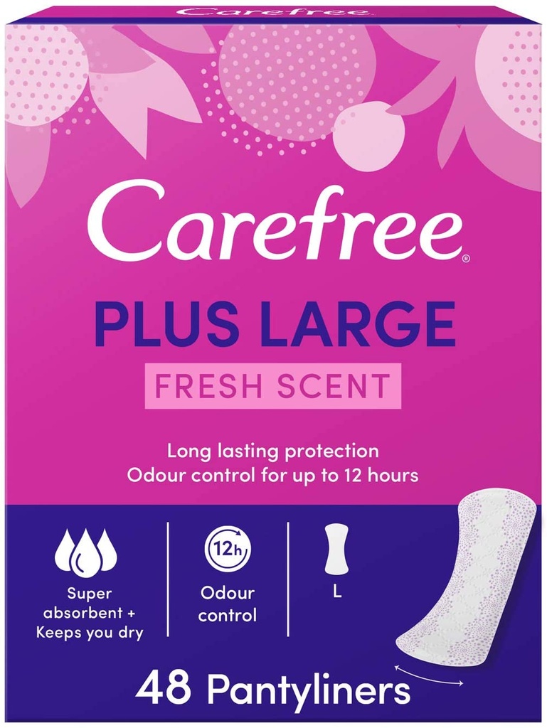 Carefree Panty Liners Plus Large Fresh Scent Pack Of 48