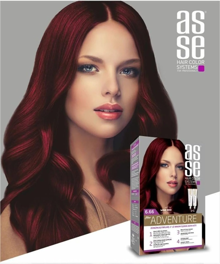 6.66 Cherry Red Hair Dye Kit 2 Tubes Hair Dye Cream • 1 Oxidant Cream • 1 Hair Care Cream • 1 Hair Care Shampoo • 1 Pair Of Gloves