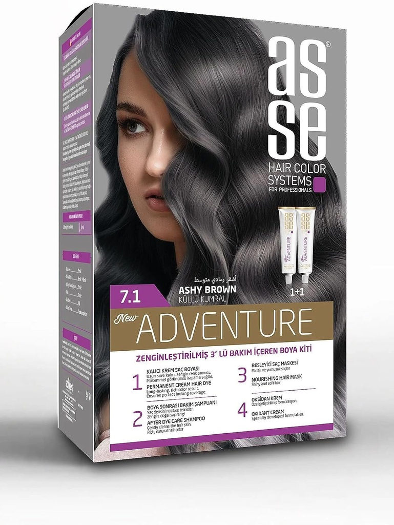 7.1 Gray Hair Dye Kit / 2 Tubes Hair Dye Cream • 1 Oxidant Cream • 1 Hair Care Cream • 1 Hair Care Shampoo • 1 Pair Of Gloves