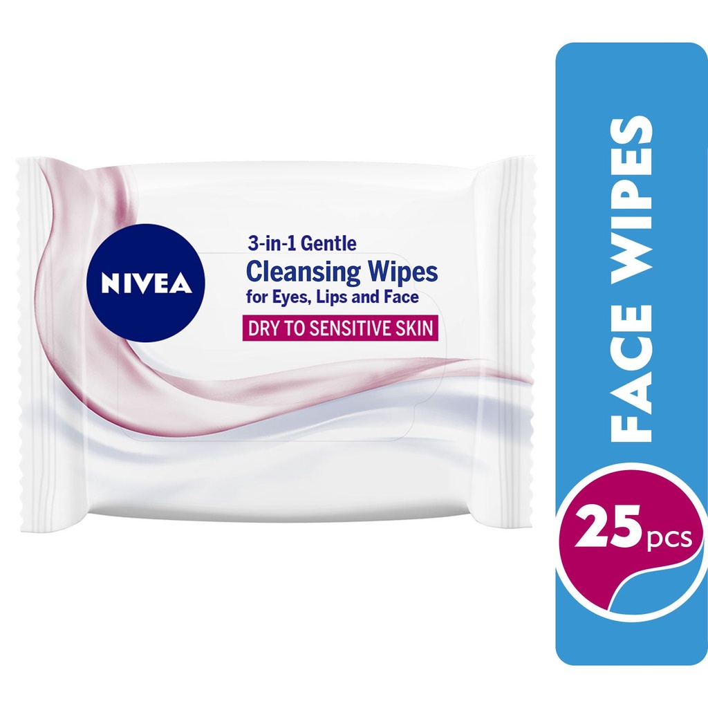 Nivea Face Wipes Gentle Cleansing 3-in-1 Dry & Sensitive Skin 25 Wipes