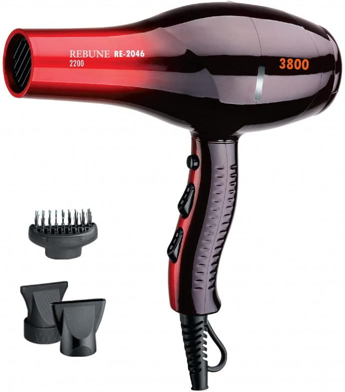 Rebune Re-2046 2200w Super Hair Dryer, Black/red