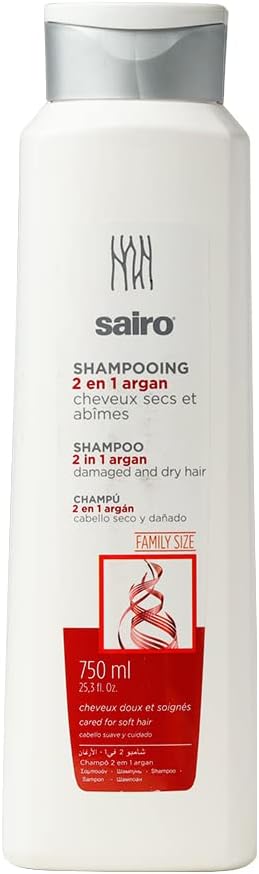 Sairo Argan Shampoo 2 In 1 Damaged And Dry Hair, White/pink, 750 Ml