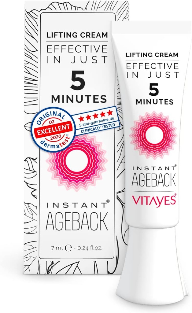 Vitayes Instant Ageback Ageless Facelift Cream For Instant Under Eye Bag Removal, Dark Circles And Fine Lines (7 Ml Tube)