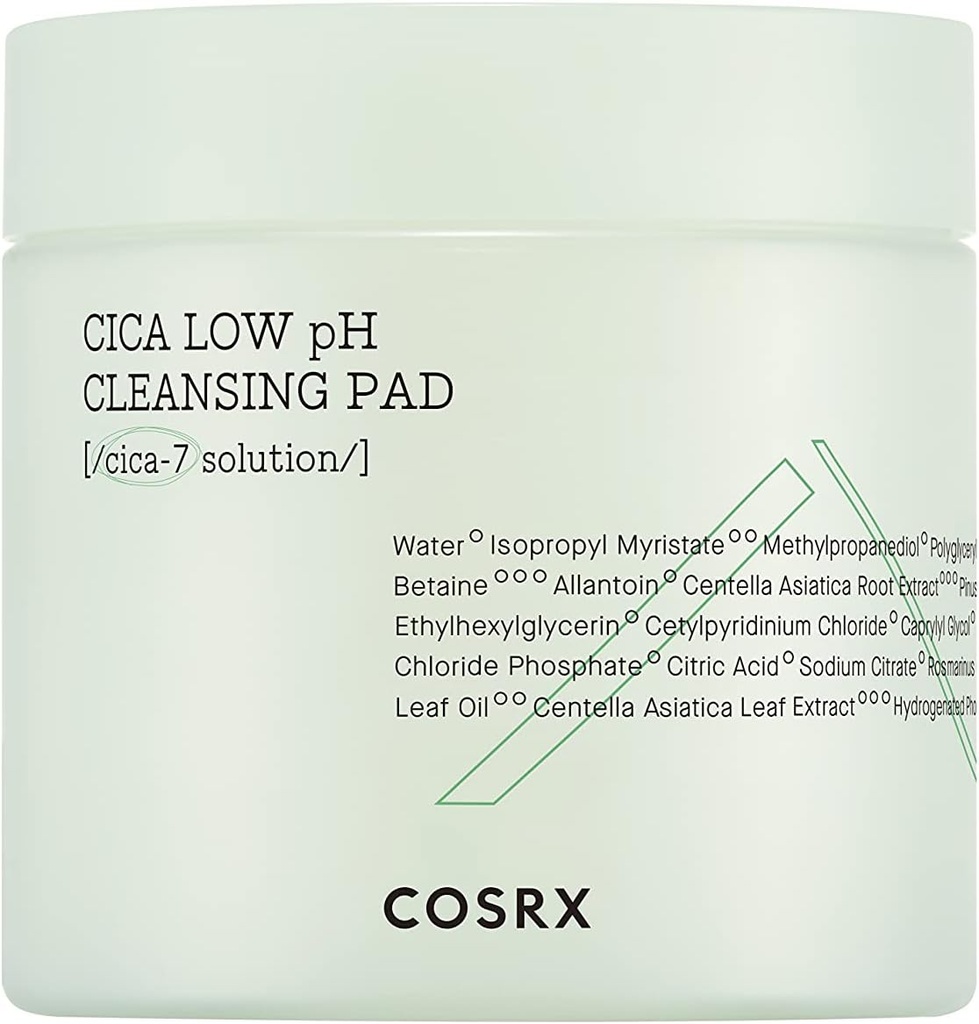 Cosrx Pure Fit Cica Low Ph Cleansing Pad, 100 Pads | Pure Centella Asiatica Complex Solution | Calm Sensitive Skin, Heal Skin Fatigue