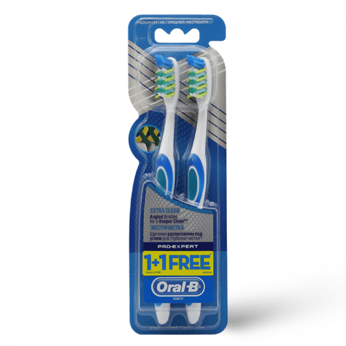 Oral-B Pro-expert Extra Clean Medium Manual Toothbrush With Angled Bristles 2 Count