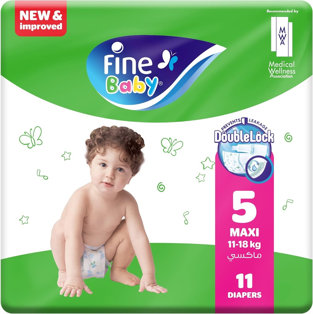 Fine Baby, Size 5, Maxi 11–18kg, 11 Diapers