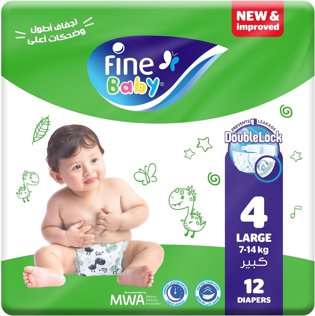 Fine Baby, Size 4, Large 7–14kg, 12 Diapers