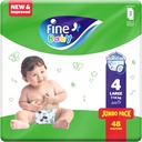 Fine Baby Double Lock, Size 4, Large, 7-14 Kg, Jumbo Pack, 48 Diapers