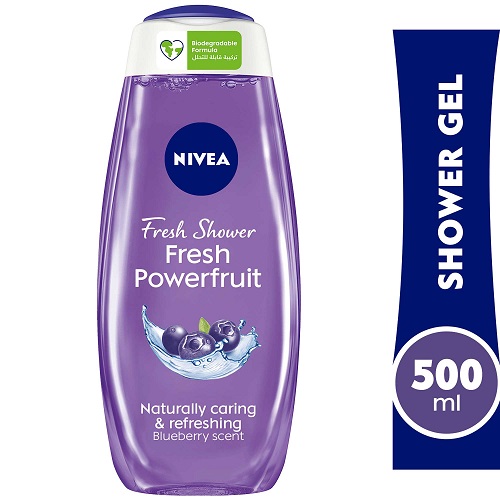 Nivea Shower Gel Body Wash Fresh Powerfruit Antioxidants Blueberry Scent 500ml