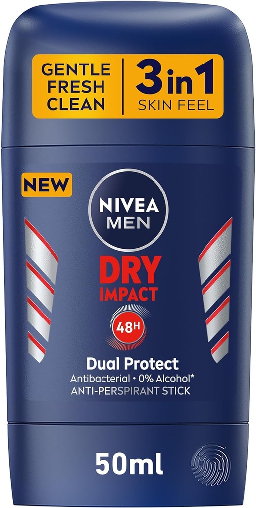 Nivea Men Antiperspirant Stick For Men, 48h Protection, Dry Impact, 50ml