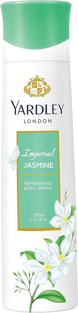 Yardley London Imperial Jasmine Body Spray For Women, Floral Scent With Jasmine And Orange Blossom Fragrance, 150ml