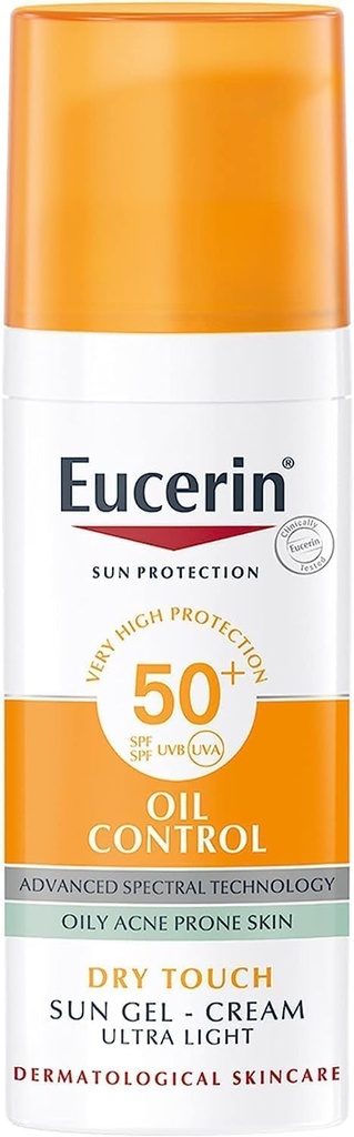 Eucerin Face Sunscreen Oil Control Gel-Cream Dry Touch, High UVA/UVB Protection, SPF 50+