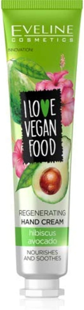 Eveline Cosmetics Ich Liebe Vegan Food Regenerating Hand Cream Avocado & Hibiscus 50 Ml
