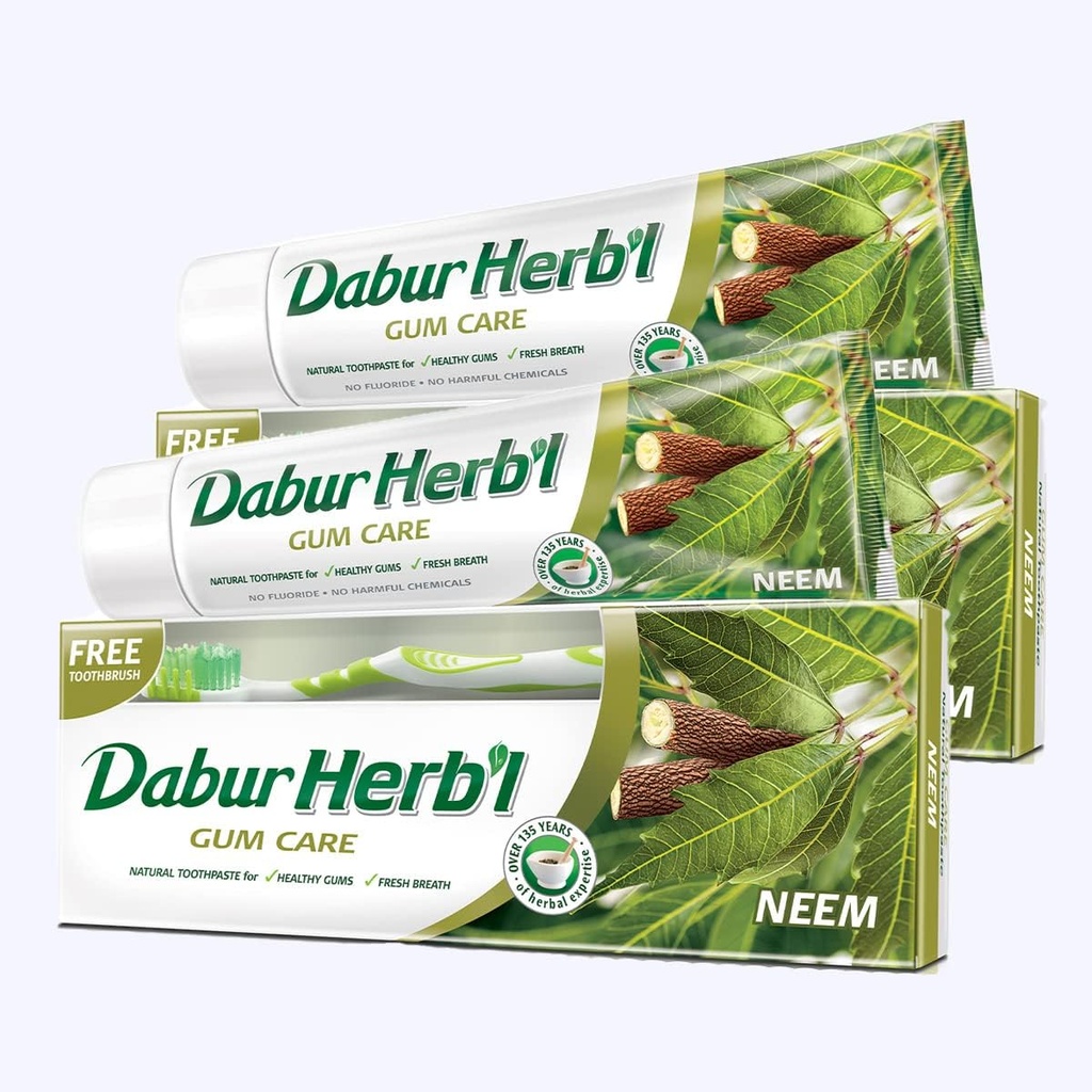 Dabur Herbal Oral Protection Neem Toothpaste + Free Toothbrush, 150gm (twin Pack)