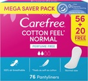 Carefree Panty Liners, Cotton, Unscented, Pack Of 76