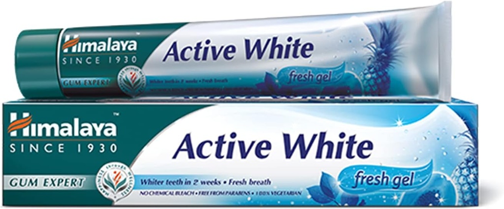 Himalaya Active White Herbal Toothpaste Gently Removes Stains Giving Whiter & Sparkling Teeth -100ml