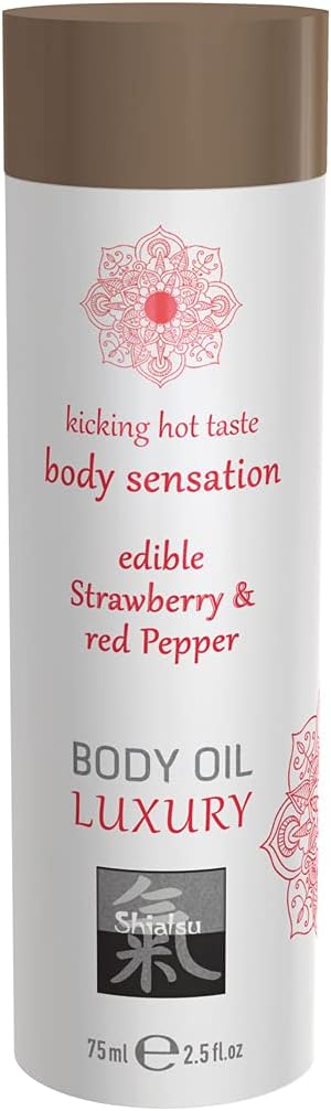 Shiatsu Luxury Body Oil Edible, Strawberry And Red Pepper, 95 G