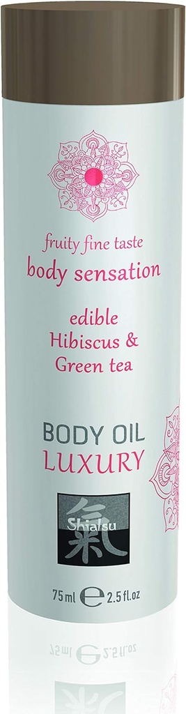Hot Shiatsu Body Oil Luxury Hibiscus & Green Tea. Essbares Massageöl Mit Anregendem,aphrodisierenden Geschmack. Mehr Spass & Erotik Bei Der Partnermassage, 75 Ml
